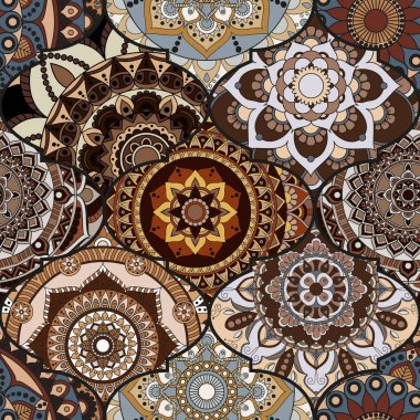 Patchwork desen. Vintage dekoratif öğeler. Elle çizilmiş backg