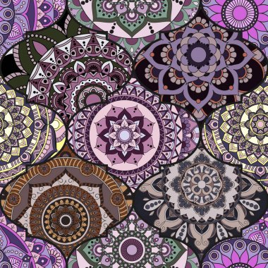 Patchwork desen. Vintage dekoratif öğeler. Elle çizilmiş backg