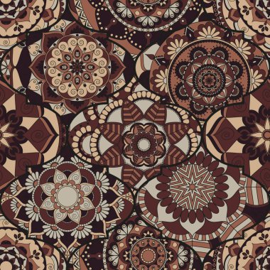 Renkli fayans boho seamless modeli. Mandala arka plan. Abstra
