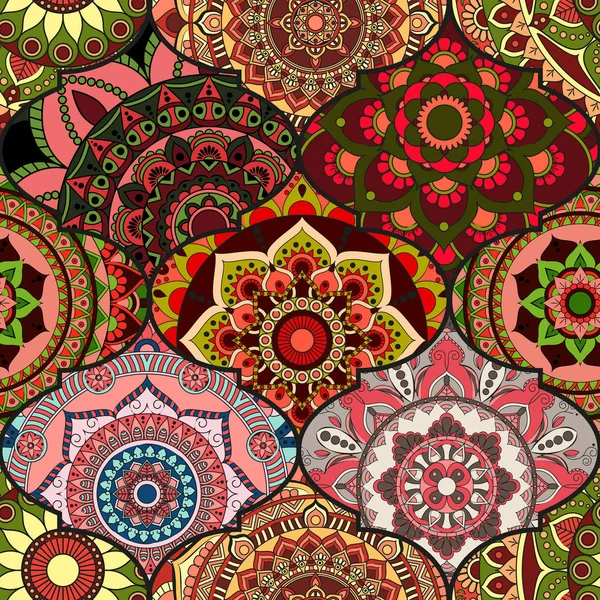 Patrón de patchwork. Elementos decorativos vintage. Retroceso dibujado a mano — Archivo Imágenes Vectoriales
