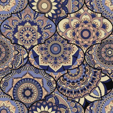 Patchwork desen. Vintage dekoratif öğeler. Elle çizilmiş backg