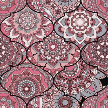 Patchwork desen. Vintage dekoratif öğeler. Elle çizilmiş backg