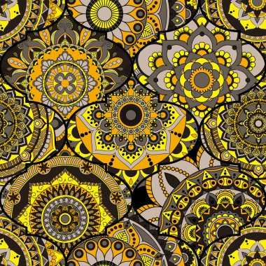 Patchwork desen. Vintage dekoratif öğeler. Elle çizilmiş backg