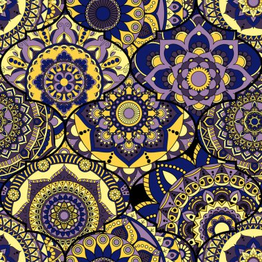 Patchwork desen. Vintage dekoratif öğeler. Elle çizilmiş backg