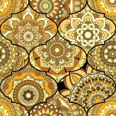 Patchwork desen. Vintage dekoratif öğeler. Elle çizilmiş backg