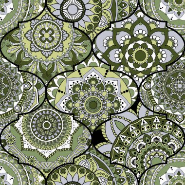 Patchwork desen. Vintage dekoratif öğeler. Elle çizilmiş backg