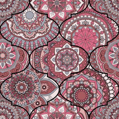 Renkli fayans boho seamless modeli. Mandala arka plan. Abstra