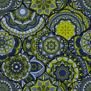 Renkli fayans boho seamless modeli. Mandala arka plan. Abstra