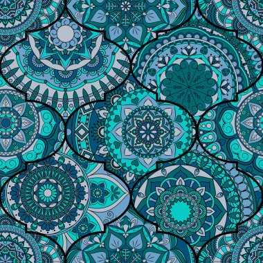 Renkli fayans boho seamless modeli. Mandala arka plan. Abstra