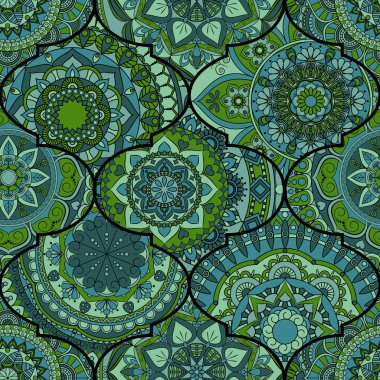 Renkli fayans boho seamless modeli. Mandala arka plan. Abstra