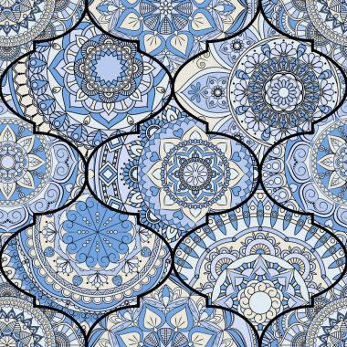 Renkli fayans boho seamless modeli. Mandala arka plan. Abstra