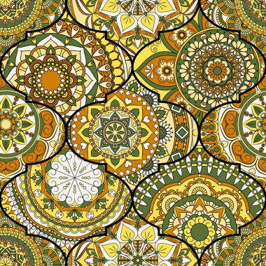 Renkli fayans boho seamless modeli. Mandala arka plan. Abstra