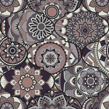 Patchwork desen. Vintage dekoratif öğeler. Elle çizilmiş backg