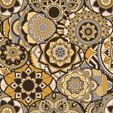 Patchwork desen. Vintage dekoratif öğeler. Elle çizilmiş backg