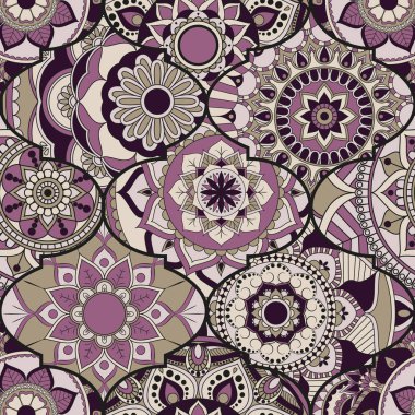 Patchwork desen. Vintage dekoratif öğeler. Elle çizilmiş backg