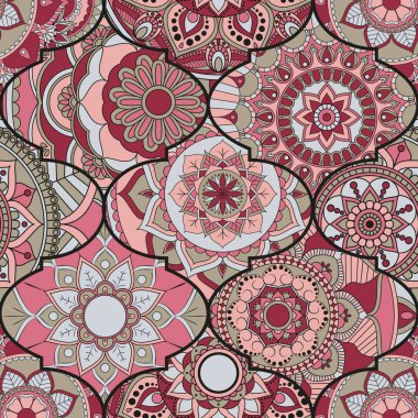 Patchwork desen. Vintage dekoratif öğeler. Elle çizilmiş backg