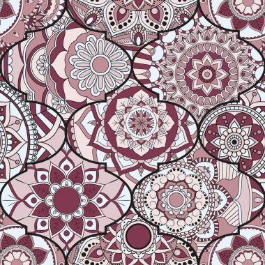 Patchwork desen. Vintage dekoratif öğeler. Elle çizilmiş backg