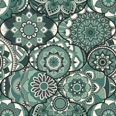 Patchwork desen. Vintage dekoratif öğeler. Elle çizilmiş backg