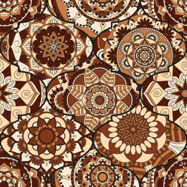 Renkli fayans boho seamless modeli. Mandala arka plan. Abstra