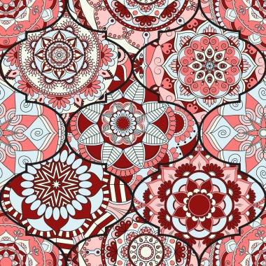Renkli fayans boho seamless modeli. Mandala arka plan. Abstra