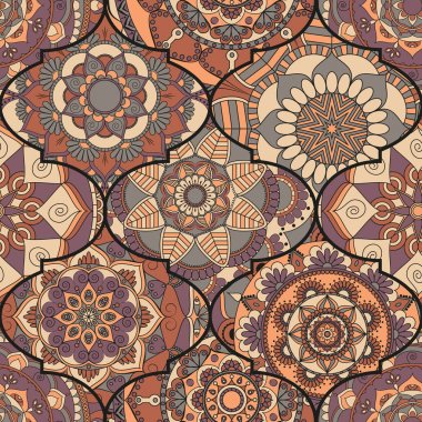 Renkli fayans boho seamless modeli. Mandala arka plan. Abstra