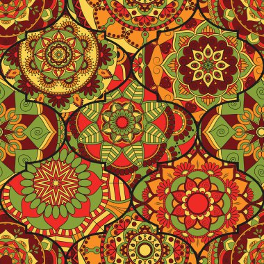 Renkli fayans boho seamless modeli. Mandala arka plan. Abstra