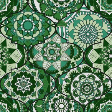 Renkli fayans boho seamless modeli. Mandala arka plan. Abstra