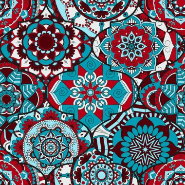 Renkli fayans boho seamless modeli. Mandala arka plan. Abstra