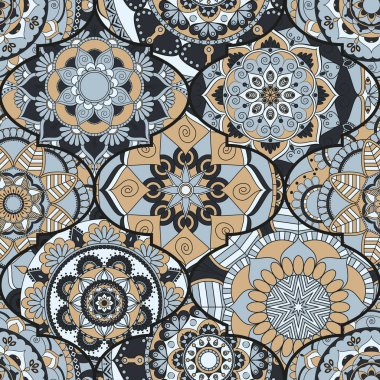 Renkli fayans boho seamless modeli. Mandala arka plan. Abstra