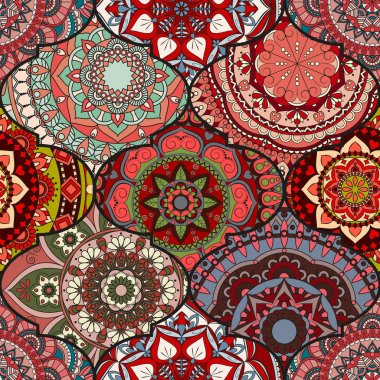 Renkli fayans boho seamless modeli. Mandala arka plan. Abstra