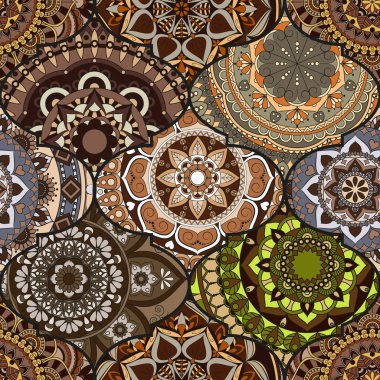 Renkli fayans boho seamless modeli. Mandala arka plan. Abstra