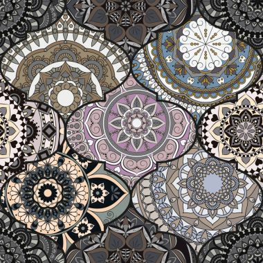 Renkli fayans boho seamless modeli. Mandala arka plan. Abstra