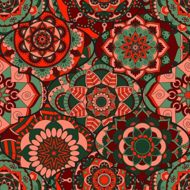 Renkli fayans boho seamless modeli. Mandala arka plan. Abstra