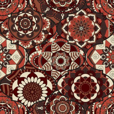 Renkli fayans boho seamless modeli. Mandala arka plan. Abstra