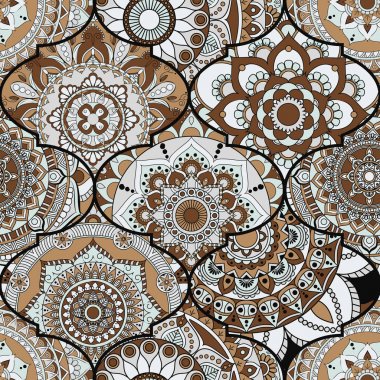 Patchwork desen. Vintage dekoratif öğeler. Elle çizilmiş backg