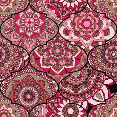 Patchwork desen. Vintage dekoratif öğeler. Elle çizilmiş backg