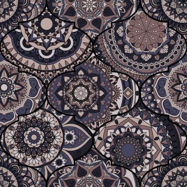 Renkli fayans boho seamless modeli. Mandala arka plan. Abstra