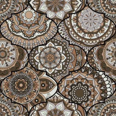 Renkli fayans boho seamless modeli. Mandala arka plan. Abstra