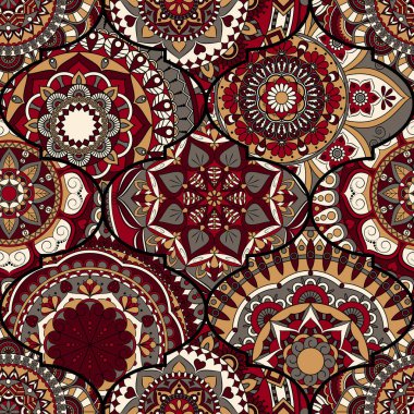 Renkli fayans boho seamless modeli. Mandala arka plan. Abstra
