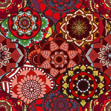 Renkli fayans boho seamless modeli. Mandala arka plan. Abstra