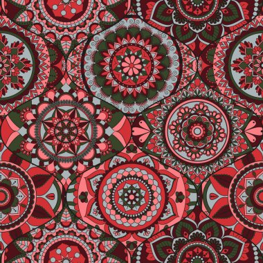 Patchwork desen. Vintage dekoratif öğeler. Elle çizilmiş backg