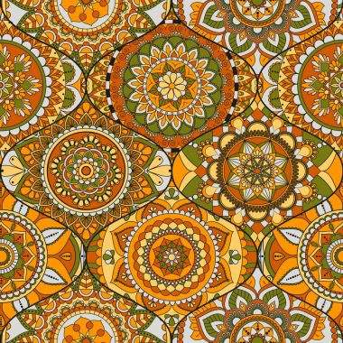 Patchwork desen. Vintage dekoratif öğeler. Elle çizilmiş backg
