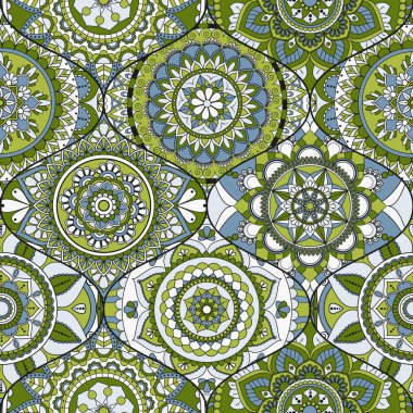 Patchwork desen. Vintage dekoratif öğeler. Elle çizilmiş backg