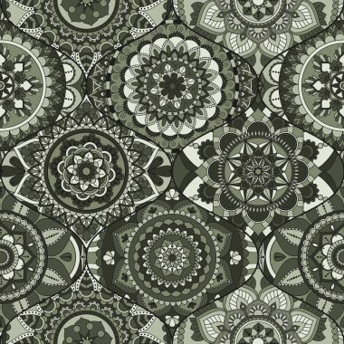 Patchwork desen. Vintage dekoratif öğeler. Elle çizilmiş backg