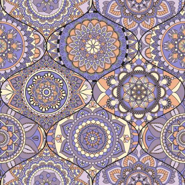 Patchwork desen. Vintage dekoratif öğeler. Elle çizilmiş backg