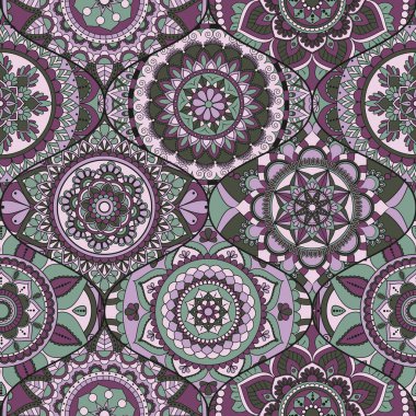 Patchwork desen. Vintage dekoratif öğeler. Elle çizilmiş backg