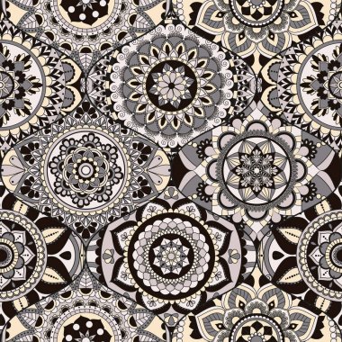 Patchwork desen. Vintage dekoratif öğeler. Elle çizilmiş backg