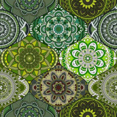 Patchwork desen. Vintage dekoratif öğeler. Elle çizilmiş backg