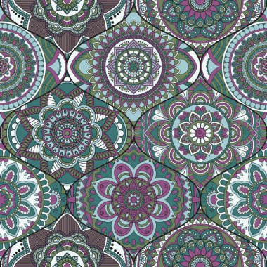 Patchwork desen. Vintage dekoratif öğeler. Elle çizilmiş backg