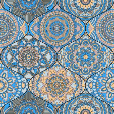 Patchwork desen. Vintage dekoratif öğeler. Elle çizilmiş backg